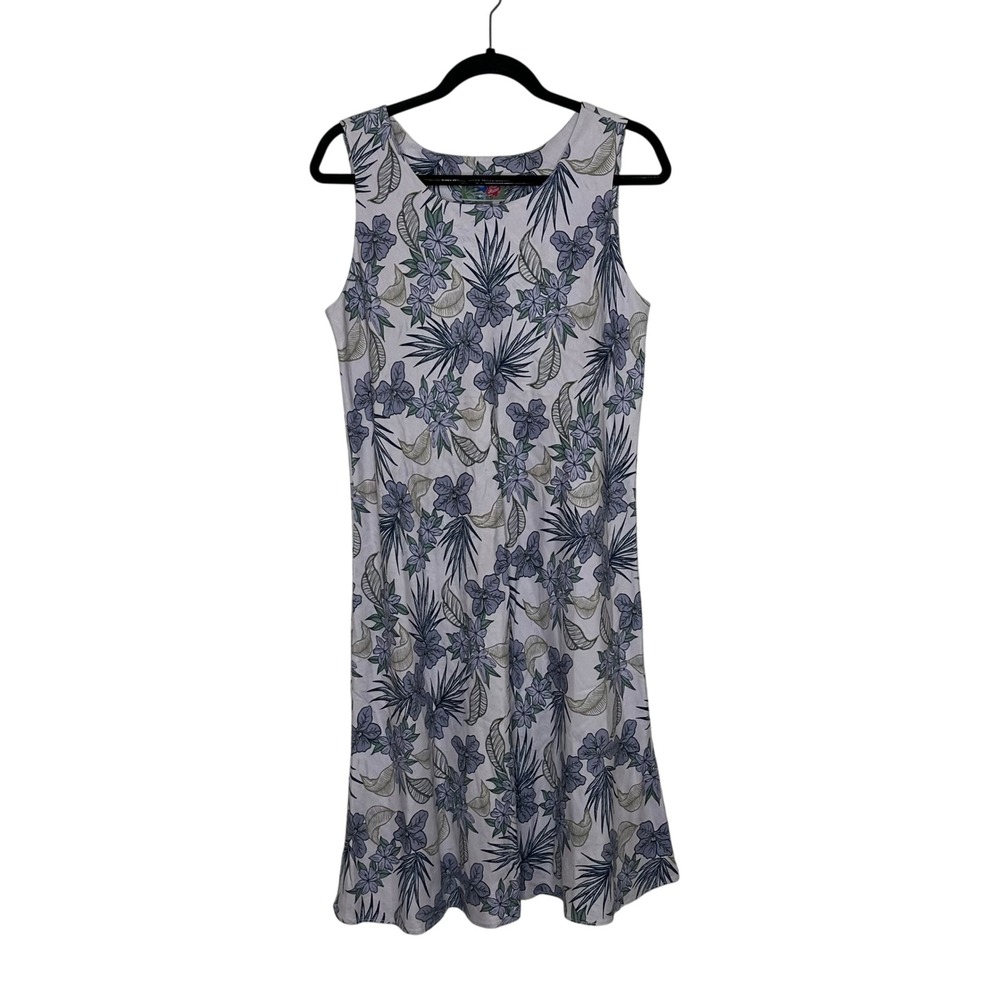 Vintage Hilo Hattie Silk Hawaiian Dress Size L‎ Lavender Purple Sleeveless Beach
